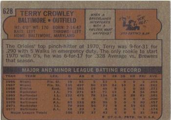 1972 Topps #628 Terry Crowley Back