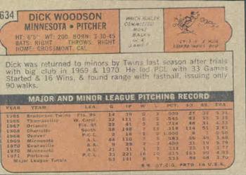 1972 Topps #634 Dick Woodson Back