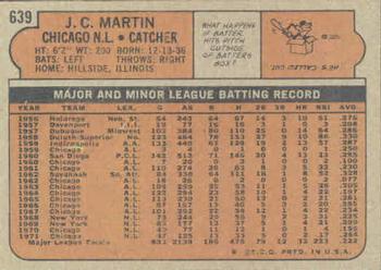 1972 Topps #639 J.C. Martin Back