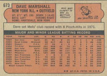 1972 Topps #673 Dave Marshall Back