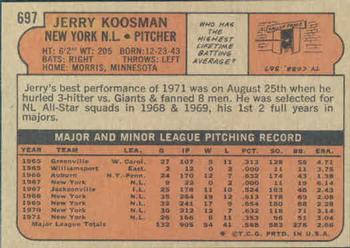 1972 Topps #697 Jerry Koosman Back