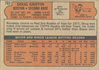 1972 Topps #703 Doug Griffin Back