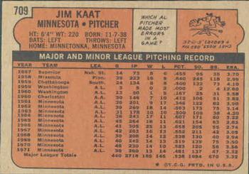 1972 Topps #709 Jim Kaat Back