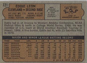 1972 Topps #721 Eddie Leon Back