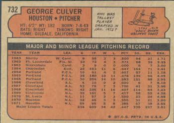 1972 Topps #732 George Culver Back