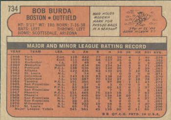 1972 Topps #734 Bob Burda Back