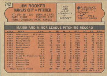1972 Topps #742 Jim Rooker Back