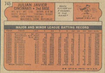 1972 Topps #745 Julian Javier Back
