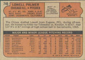 1972 Topps #746 Lowell Palmer Back