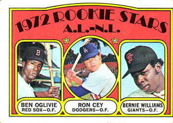 1972 Topps #761 AL-NL 1972 Rookie Stars (Ben Oglivie / Ron Cey / Bernie Williams) Front