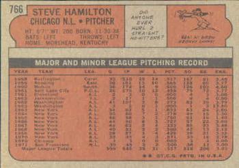 1972 Topps #766 Steve Hamilton Back