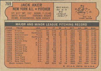 1972 Topps #769 Jack Aker Back