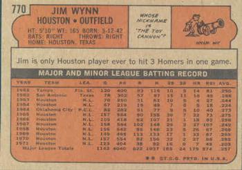 1972 Topps #770 Jim Wynn Back