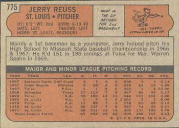 1972 Topps #775 Jerry Reuss Back