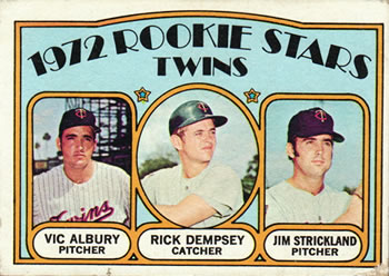 1972 Topps #778 Twins 1972 Rookie Stars (Vic Albury / Rick Dempsey / Jim Strickland) Front