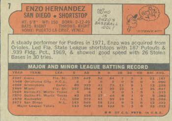 1972 Topps #7 Enzo Hernandez Back