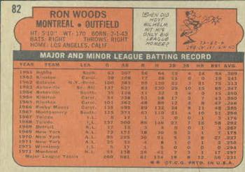 1972 Topps #82 Ron Woods Back