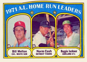 1972 Topps #90 1971 A.L. Home Run Leaders (Bill Melton / Norm Cash / Reggie Jackson) Front