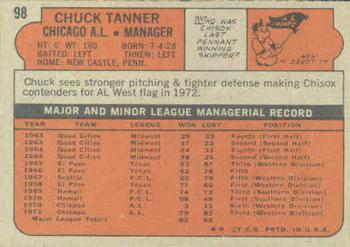 1972 Topps #98 Chuck Tanner Back