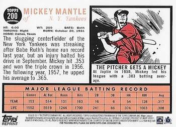2011 Topps - Mickey Mantle Gold #2 Mickey Mantle Back