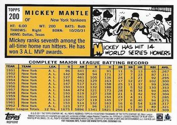 2011 Topps - Mickey Mantle Gold #3 Mickey Mantle Back