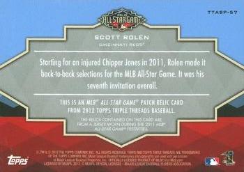 2012 Topps Triple Threads - All-Star Patches #TTASP-57 Scott Rolen Back
