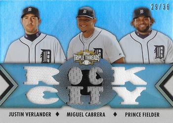 2012 Topps Triple Threads - Relic Combos #TTRC-21 Justin Verlander / Miguel Cabrera / Prince Fielder Front