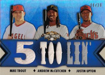 2012 Topps Triple Threads - Relic Combos #TTRC-51 Mike Trout / Andrew McCutchen / Justin Upton Front