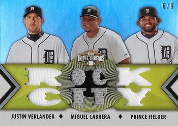 2012 Topps Triple Threads - Relic Combos Gold #TTRC-21 Justin Verlander / Miguel Cabrera / Prince Fielder Front