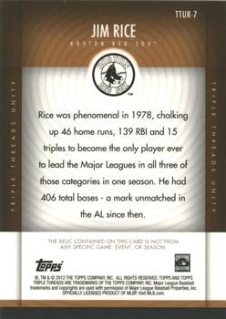 2012 Topps Triple Threads - Unity Relics Sepia #TTUR-7 Jim Rice Back