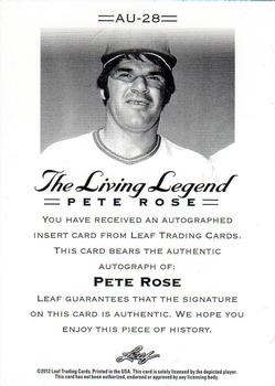 2012 Leaf Pete Rose The Living Legend - Autographs #AU-28 Pete Rose Back