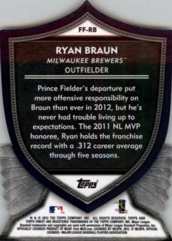 2012 Finest - Faces of the Franchise #FF-RB Ryan Braun Back