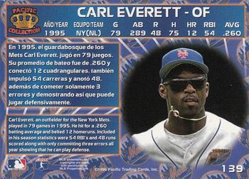1996 Pacific Crown Collection #139 Carl Everett Back