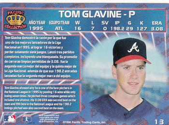 1996 Pacific Crown Collection #13 Tom Glavine Back