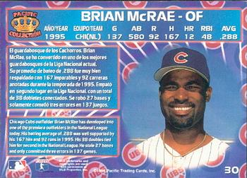 1996 Pacific Crown Collection #30 Brian McRae Back
