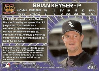 1996 Pacific Crown Collection #281 Brian Keyser Back
