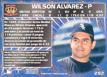 1996 Pacific Crown Collection #292 Wilson Alvarez Back