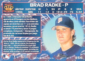 1996 Pacific Crown Collection #356 Brad Radke Back