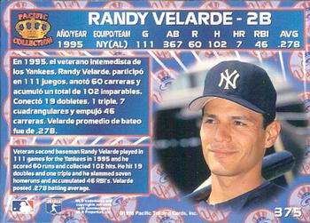 1996 Pacific Crown Collection #375 Randy Velarde Back