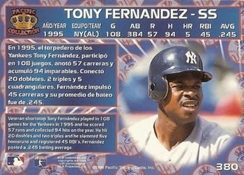 1996 Pacific Crown Collection #380 Tony Fernandez Back