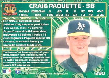 1996 Pacific Crown Collection #390 Craig Paquette Back