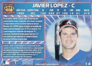 1996 Pacific Crown Collection #14 Javier Lopez Back