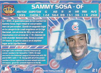 1996 Pacific Crown Collection #21 Sammy Sosa Back