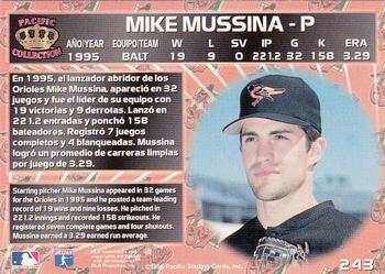 1996 Pacific Crown Collection #243 Mike Mussina Back