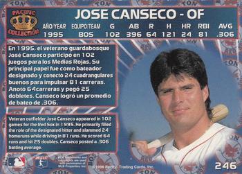 1996 Pacific Crown Collection #246 Jose Canseco Back