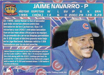1996 Pacific Crown Collection #29 Jaime Navarro Back