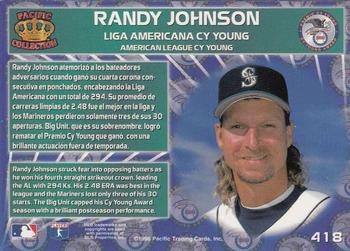 1996 Pacific Crown Collection #418 Randy Johnson Back