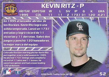 1996 Pacific Crown Collection #52 Kevin Ritz Back