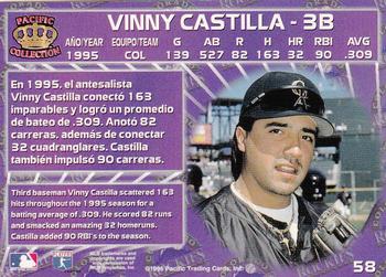 1996 Pacific Crown Collection #58 Vinny Castilla Back