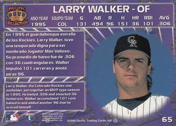 1996 Pacific Crown Collection #65 Larry Walker Back